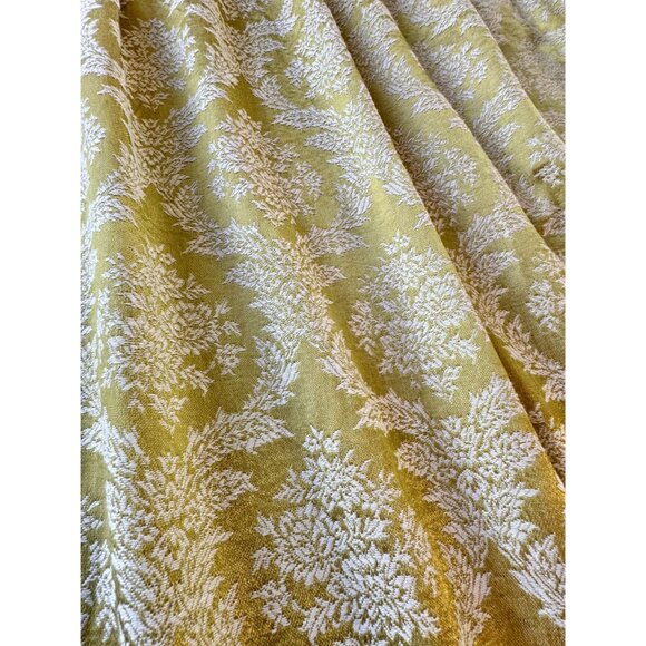 Vintage 1960s curtain, shiny avocado green & white brocade, MCM blackout panel - Picture 5 of 10